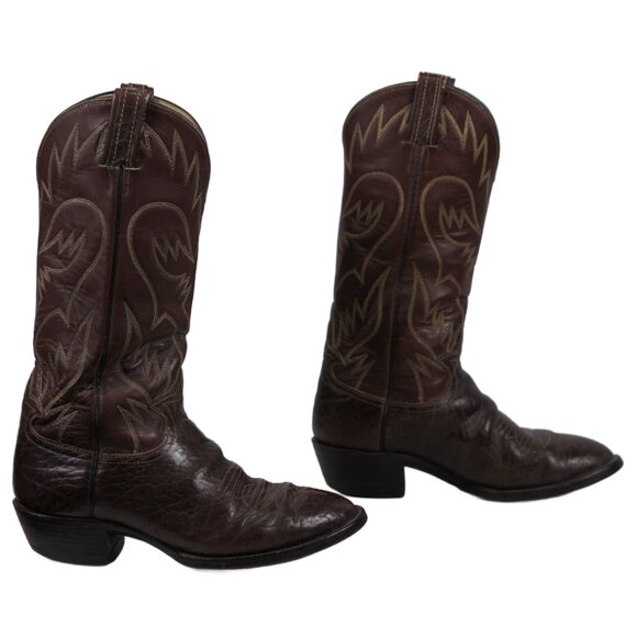 Hondo Brown Leather Cowboy Western Boots Retro Stitch Vintage US Made Men 7.5 EE - Picture 5 of 11